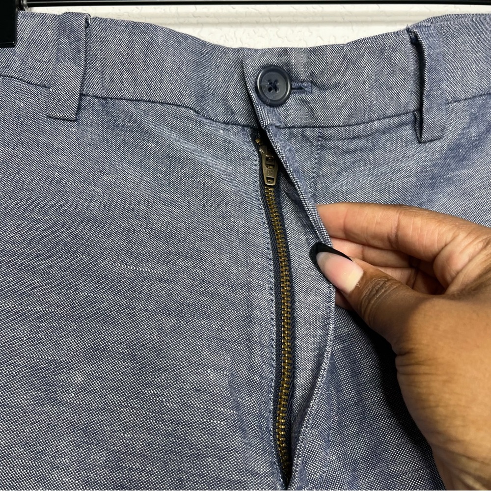 Banana Republic Men Pants 33x30 Aden Chino Blue Cross Dye Linen Cotton - Picture 3 of 9
